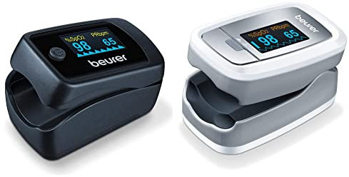 Beurer PO 45 Pulsioxímetro, medición de la saturación de ox,pantalla en color & PO 30 Pulsioxímetroi & oacute;n saturaci ox frecuencia card Blanco/Plata, 60 x 36 x 32 mm
