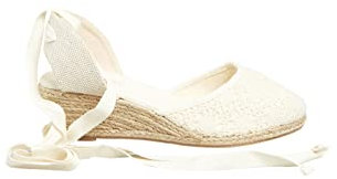Yours - Crochet Lace Up Espadrille Wedges in Wide E Fit & Extra Wide Eee Fit - Women's White