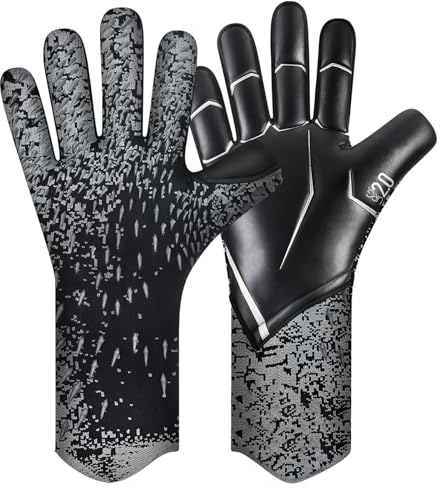 QUICARD Torwarthandschuhe, Gute Griffigkeit Fußballtorwart-Handschuhe in den Größen 6/7/8/9/10, Starker Empfänger für Männer, Jungen, Jugendliche, Erwachsene, Kinder und kleine Hände (Schwarz, 6)