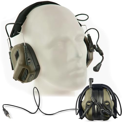 Earmor M32 PLUS 2024 Varsion Taktisches Headset für Jagd und Schießsport mit Mikrofon, Schallverstärkung, Nato TP120 Mantel, Grün (Grün)