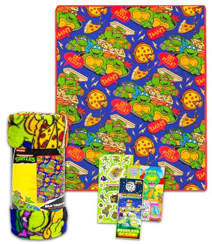 Teenage Mutant Ninja Turtles Throw Blanket Bundle – Teenage Mutant Ninja Turtles Throw Blanket, TMNT Tattoos, More for Boys & Girls (Size 40 x 50)