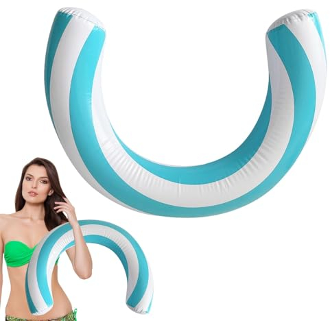 Mwqpgyh U-Typ Poolnudel - 60 X 75 cm Schwimmnudel Aufblasbar, Gebogene Aufblasbare Pool-Nudeln, Curved Design Pool Schwimmende Nudel, Klassisch Gestreifte Sommernudeln Zum Schwimmen