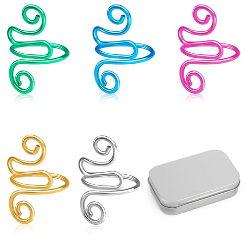 Deudy Häkelringe, Verstellbare Häkelringe Finger, Crochet Strickfingerhut Fadenführer Ring, Metall Verstellbare Crochet Strickschlaufe für DIY Strickhandwerk