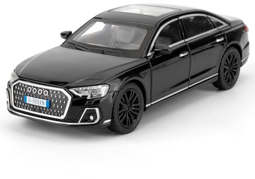 1/32 A8 Model Car with Sound and Light Function, Toy Vehicle with Pull Back Function, Children's Collectible Model Car, Gift for Kids (black）