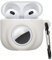 kwmobile 2-in1 Hülle kompatibel mit Apple Airpods 4 und AirTag - Kopfhörer Case - Weiches Silikon Cover - Schutzhülle mit Karabiner - Weiß