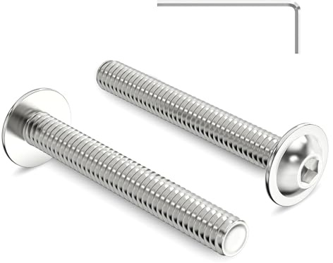 20 stycken M4 x 30 mm linshuvudskruvar med fläns, insexdrivning, rostfritt stål, A2, V2A, skruvar med helgänga, insexnyckel