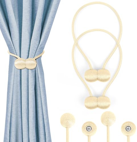 Cozary Calamite per Tende Magnetiche, 2PCS Ferma Tende con Calamita Senza Fori, Calamita per Tende Decorativo Accessorio per Salone Camera Ufficio