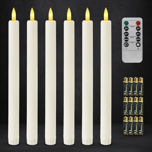 Dixmas Bougies LED Flamme Vacillante avec Télécommande Lot de 6/12pcs, Minuterie & Luminosité Réglable Décoration Fêtes avec batteries