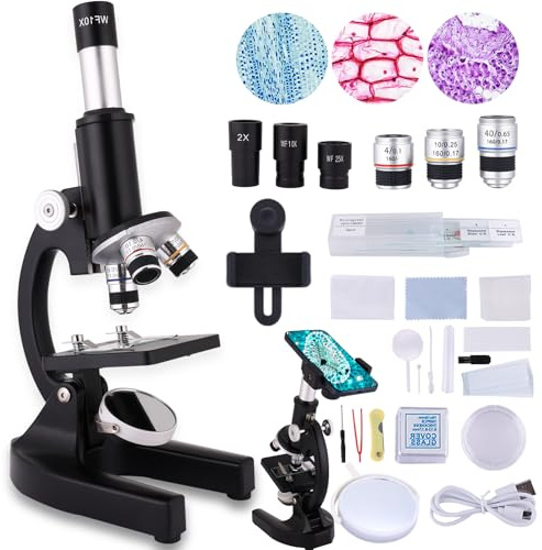 Microscope for Kids & Adults,40X-2000X Microscope with Phone Adapter & Slides Set,Suitable for Students School Lab and Home Education