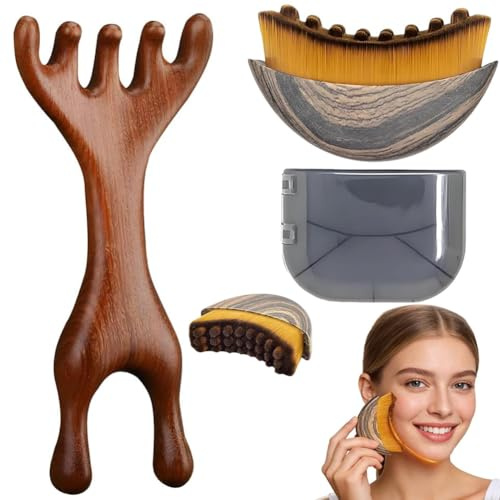 2 Stück Lymphbürsten Gesicht, Trockenbürste Lymphdrainage | Lymphatic Drainage Face Brush mit Aufbewahrungsbox, Lymph Bürste Gesicht, für Lymphdrainage und Gesichtskontur