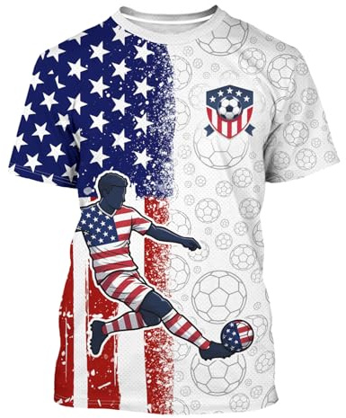 Soccer Jersey American Flag Football Training Apparel Outdoor T-Shirt Print Crewneck Short Sleeve Fashion Top for Men and Women