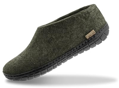 GLERUPS Unisex Adults Winter Slippers | Forest Wool & Rubber Sole | Comfy Indoor Outdoor Slippers