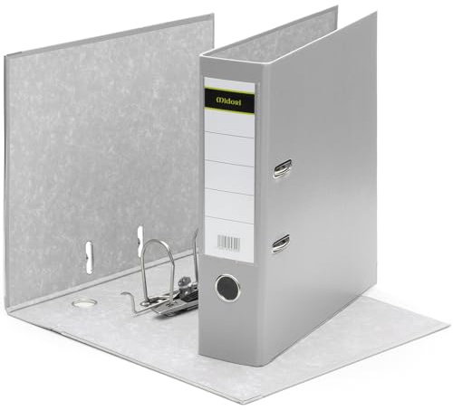 MIDORI Ordner PP-Color aus Kunststoff | Aktenordner 8 cm breit im DIN A4 Format in Breit AO Grau | Breiter Briefordner Ringordner mit austauschbarem Rückenschild