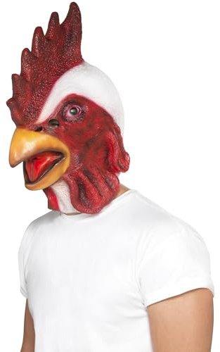 Smiffys Maschera Pollo, bianco, Copricapo totale in lattice Halloween