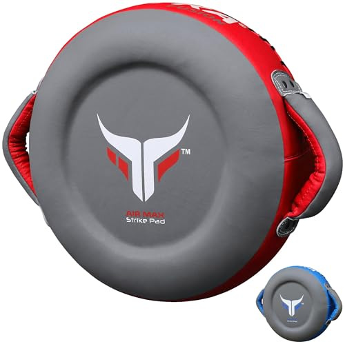 Pad rotondo da boxe, colpitori per allenamento coach, pad rotondi per kickboxing, arti marziali, MMA e Muay Thai colpitori boxe per velocità, precisione e concentrazione (Grigio/Rosso)