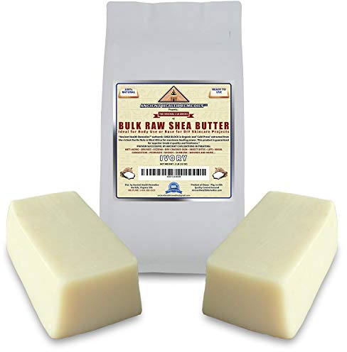 ANCIENT HEALTH REMEDIES Organic Unrefined Raw AFRICAN IVORY WHITE SHEA BUTTER BLOCKS/JAR Bulk Size Grade A for Anti Aging Dry Skin Base for DIY Body Butter, Beauty(Ghana) (10-3/8 x 5-1/4 x 3)
