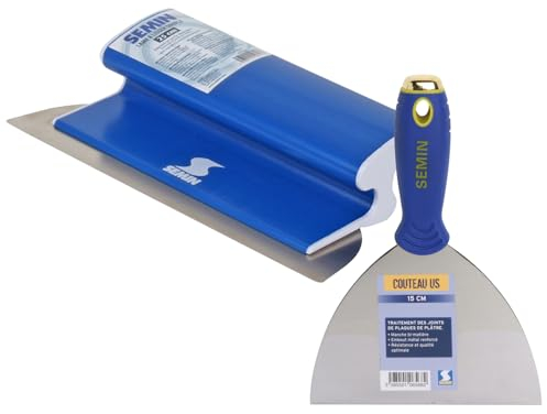 Semin Lame CE 78 pour Enduire et Lisser, 25 cm et Couteau US à Enduire, 15 cm