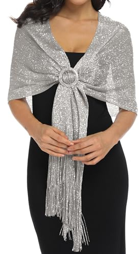 Rheane Chales y estolas para vestidos de noche, chales para mujer con hebilla para vestidos de fiesta, de noche y de bodas, Large