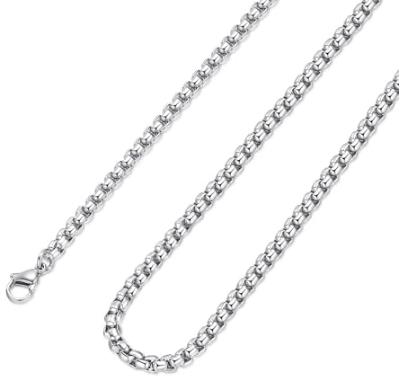 2mm Stainless Steel Square Rolo Chain Necklace for Men & Women 26 Inches