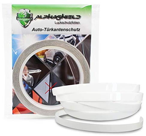 AlphaShield 10 Meter Lackschutz Türkantenschutz Folie Streifen Transparent Folienstreifen für Autotüren Selbstklebend Schutz Schutzfolie Auto Lack Kanten (10mm Breite)