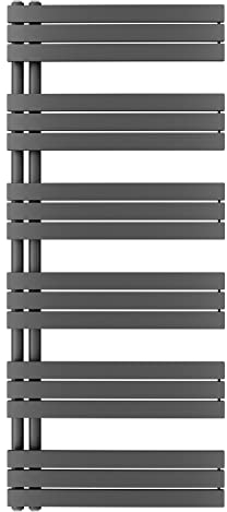 Aquabad Badheizkörper Fornax, moderner Handtuchwärmer fürs Badezimmer, Größe: 60 x 140 cm, Heizleistung 713 Watt, Farbe: Anthrazit, seitlich versetzter Mittelanschluss 50mm, Design