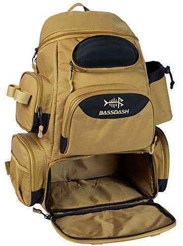 Bassdash Zaino da Pesca Borsa da Pesca Borsa Tattica Leggera e Resistente all'Acqua con portacanne e Copertura Antipioggia Protettiva