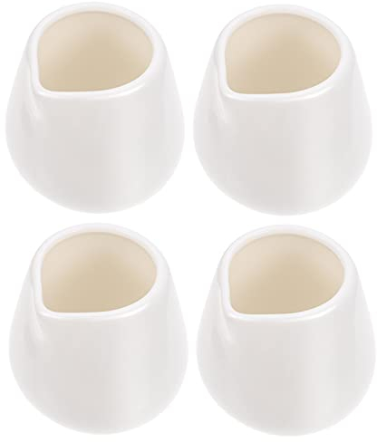 Lurrose 4pcs White Ceramic Mini Milk Jugs Creame Pitcher Dessert Cups Gravy Boat Kitchen Pouring Sauce Cup for Coffee Shop and Home
