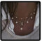 Wedity Layered Stars and Moon Choker Necklaces Gold Fashion Crescent Crystal Pendant Necklace Chain Adjustable Jewelry for Women and Girls