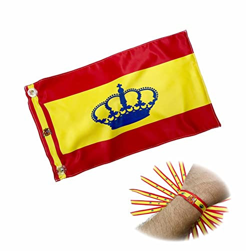 Bandera de Barco Embarcación España desde 45x30 cm Regalo 10 Pulseras de RASO Bandera ESPAÑA náutica. Bandera de Pabellón España (150x100 cm)