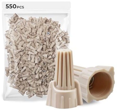 Kevenry 550Pcs Tan Wire Connectors Nuts, Winged Electrical Wire End Connectors Caps, Twist-On Easy Screw On Type Connectors, Nuts 22-8 AWG,HS P12 Type Screw Terminals for Connect Electrical Wiring