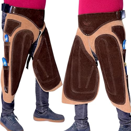 EQUESTRIAN STORE 59cm- 23 inch -Hufschmied-Schürze,Premium-Hufschürze aus Vollnarbenleder,echte Wildlederschürze für Hufschmied-Werkzeuge,Trimmer-Chaps,Hufpflege,Hufschmied für Männer und Frauen
