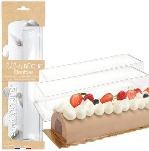 ScrapCooking - 2 Moules à Bûche de Noël - 2 Moules PVC Semi-rigides & Réutilisables - Longueur 30 cm - Accessoires Pâtisserie Dessert de Noël - Avec Recette - 1960