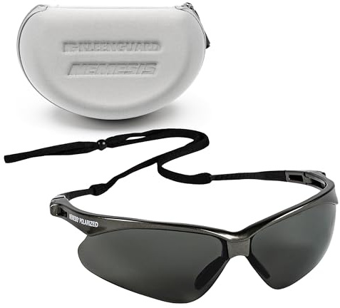 KleenGuard™ V30 Nemesis™ Polarized Safety Glasses (56568), Smoke Grey Lenses, Gunmetal Frame, Carrying Case, Unisex Sunglasses for Men and Women