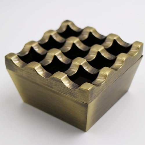 Posacenere in metallo a 9 fori per sigarette e sigari, antivento, per casa, hotel, giardino e scrivania, 1 pezzo (bronzo)