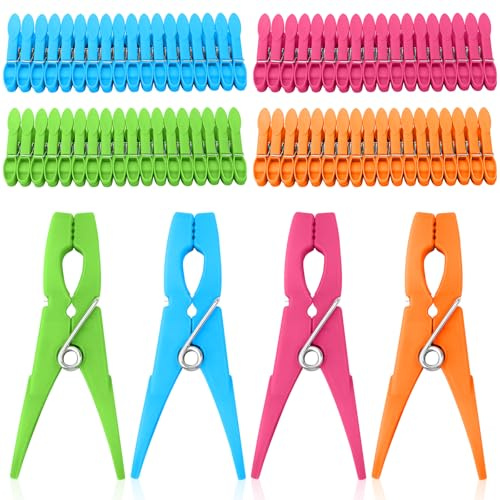 72 bunte Kunststoff Wäscheklammern ohne Abdruck - stabile, windfeste Plastikklammern für Wäscheleinen und Kleiderbügel
