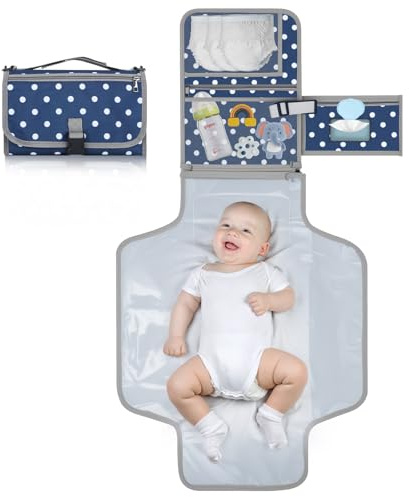 Romon Cambiador Bebé Portátil, Bolsa para Pañales, Cambiador Portátil Bolsa Lavable, Plegable y Extraíble para Guardar Pañales y Bolsa para Pañales para Llevar, Comoda Bebe, Azul