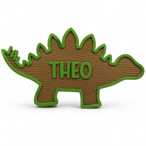Letrero de puerta personalizado con nombre - Letras de dinosaurio para habitación infantil - Decoración personalizada para dormitorio de niños - Regalo para amantes de los dinosaurios