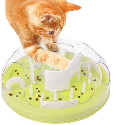 Pet Prime Cat Puzzle Feeder Interactive Enrichment Toys for Indoor Cats Slow Feeder Food Treat Puzzle Cat Stimulation Toys Green