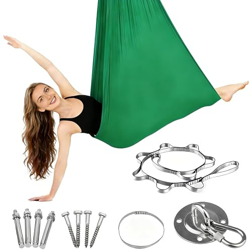 Hamac de Yoga Aérien Kits - Ensemble Complet pour Intérieur et Extérieur, Accessoire Yoga Apaisant et Nid de Suspension Détente, Installation Facile, Support Jusqu'à 200kg, pour Loisirs & Relaxation ﻿