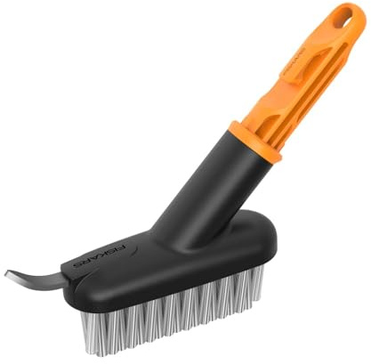Fiskars OneClick Fogborste, 2-in-1-Tillsats med Stålblad och Borste | Enkelt Byte med bara en Klick, För Gatsten och Fogar, Svart/Orange, 1080697
