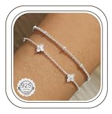 Chriscoco Pulsera Mujer Plata de Ley 925 Ajustable Pulseras Cadena Chapado Oro 14K Hipoalergénicas Pulseras Plata Oro Regalos para Mujer Niña
