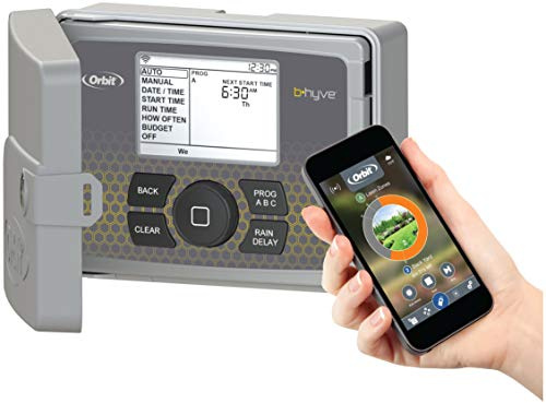 Orbit 94546 Programmatore per irrigazione automatica, a 6 stazioni, con coperchio, C-Hyve Wi-Fi, 9 x 24 x 22 cm, colore: grigio