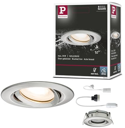 Paulmann 93662 Nova LED infälld rund svängbar max. 35W takspot järn utan glödlampa installationsram GU10 eller GU5.3