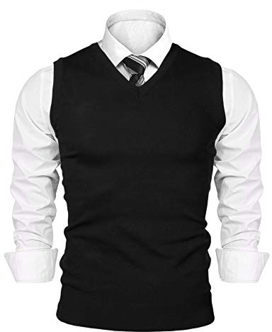 iClosam Pull sans Manche Homme Tricot Gilet Homme, Noir, M - Noir - M