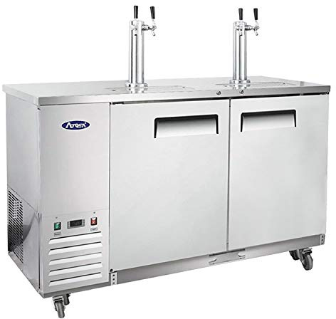 Atosa MKC68GR 68 Kegerator Beer Dispenser Draft Direct Draw for Restaurant Hotel Pub Bar | (3) 1/2 Barrel Keg, 17.3 Cu Ft Capacity | (2) Dual Faucet Tower | Stainless Steel Top, 115V (33°F – 40°F)