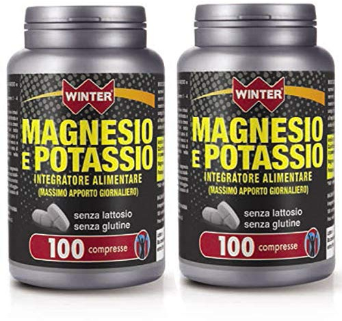 2x Magnesio e Potassio - 100 Compresse - Winter | Integratore alimentare di Magnesio e Potassio, senza glutine e lattosio -> scorta per 100 giorni (200 compresse totali)