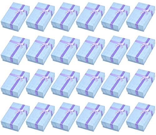 24 piezas pequeña caja de joyería, caja de regalo de cartón, presentes con interior de terciopelo, cajas de joyería para colgante, pulsera, pendientes, collar anillo (púrpura)