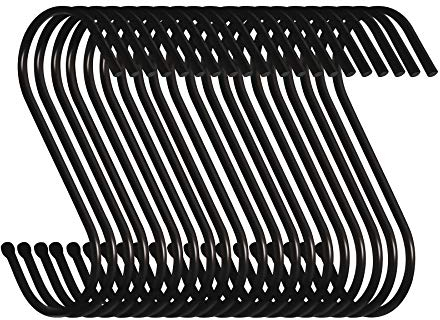 Swatowot 10 Stück S Haken, 9 cm Hängehaken, Haken Garderobe, Haken Zum Einhängen, Kleiderbügel (10 Stück, Große, Schwarz)