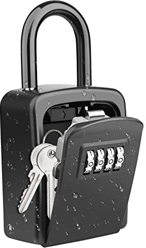 Diyife Caja de Seguridad para Llaves, [Instalación Gratuita][Impermeable] Portátil Caja de Bloqueo para Llaves al Aire Libre con Grillete Extraíble, para Home Office Garage School Airbnb