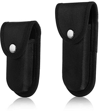 GOSHIES 2 Stück Messertasche für Gürtel, Messeretui Schwarz Gürteletui Nylon Holster mit Taschen Messer Tasche ohne Messer Messerscheide für Klappmesser Innerhalb von 13 cm Länge
